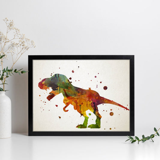 Poster de T-Rex-2 estilo acuarela. Láminas de animales con estilo acuarela-Artwork-Nacnic-Nacnic Estudio SL