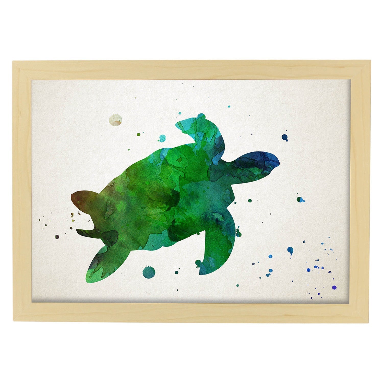 Poster de T-Rex estilo acuarela. Láminas de animales con estilo acuarela-Artwork-Nacnic-A3-Marco Madera clara-Nacnic Estudio SL