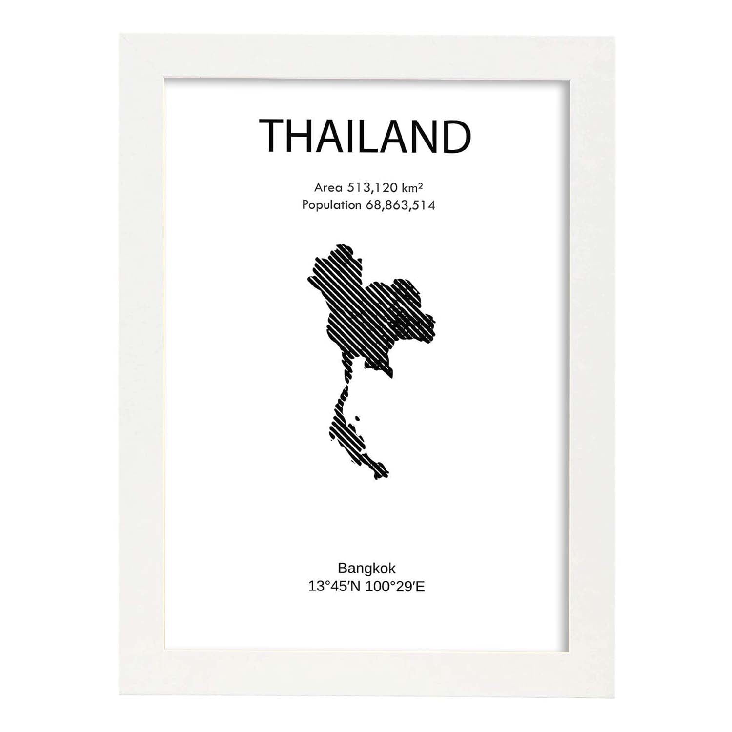 Poster de Tailandia. Láminas de paises y continentes del mundo.-Artwork-Nacnic-A3-Marco Blanco-Nacnic Estudio SL