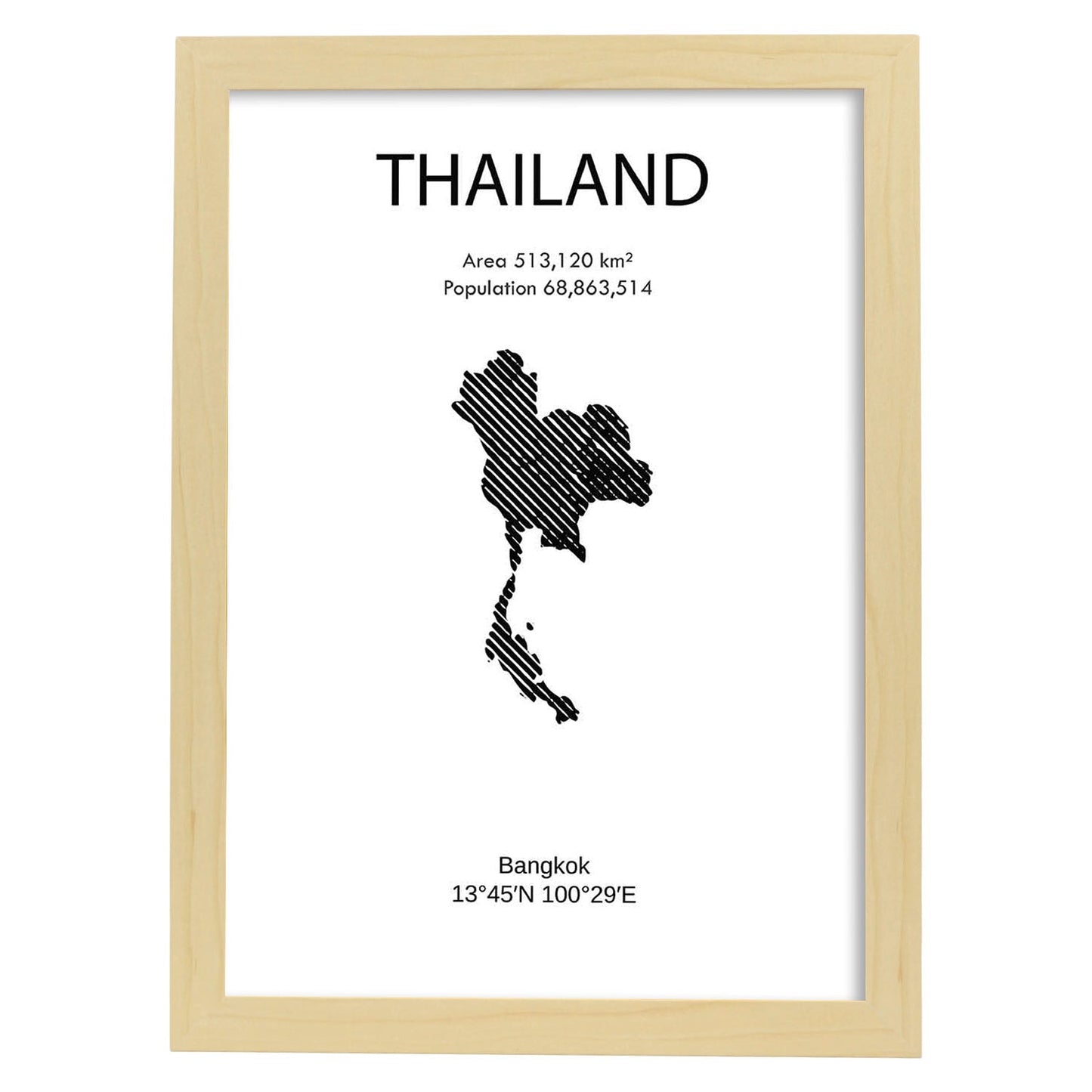 Poster de Tailandia. Láminas de paises y continentes del mundo.-Artwork-Nacnic-A3-Marco Madera clara-Nacnic Estudio SL