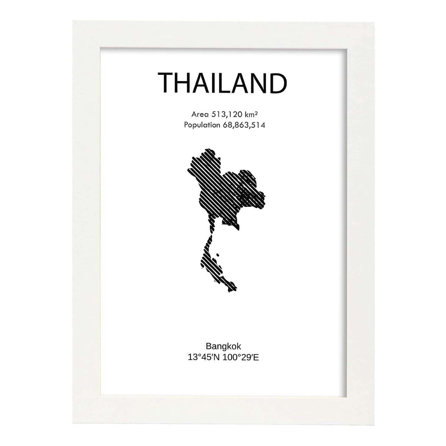 Poster de Tailandia. Láminas de paises y continentes del mundo.-Artwork-Nacnic-A4-Marco Blanco-Nacnic Estudio SL