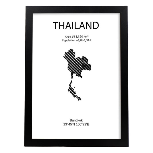 Poster de Tailandia. Láminas de paises y continentes del mundo.-Artwork-Nacnic-A4-Marco Negro-Nacnic Estudio SL