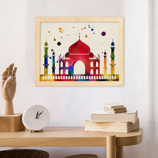 Poster de Taj Mahal con diseño acuarela. Mix de láminas con estilo acuarela-Artwork-Nacnic-Nacnic Estudio SL