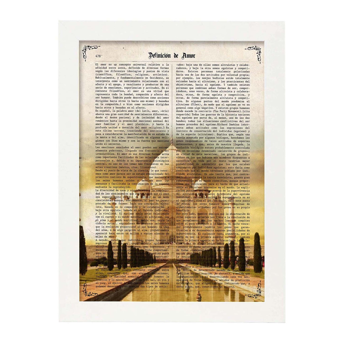 Poster de Taj Mahal (India). Láminas e ilustraciones de ciudades del mundo y monumentos famosos.-Artwork-Nacnic-A3-Marco Blanco-Nacnic Estudio SL