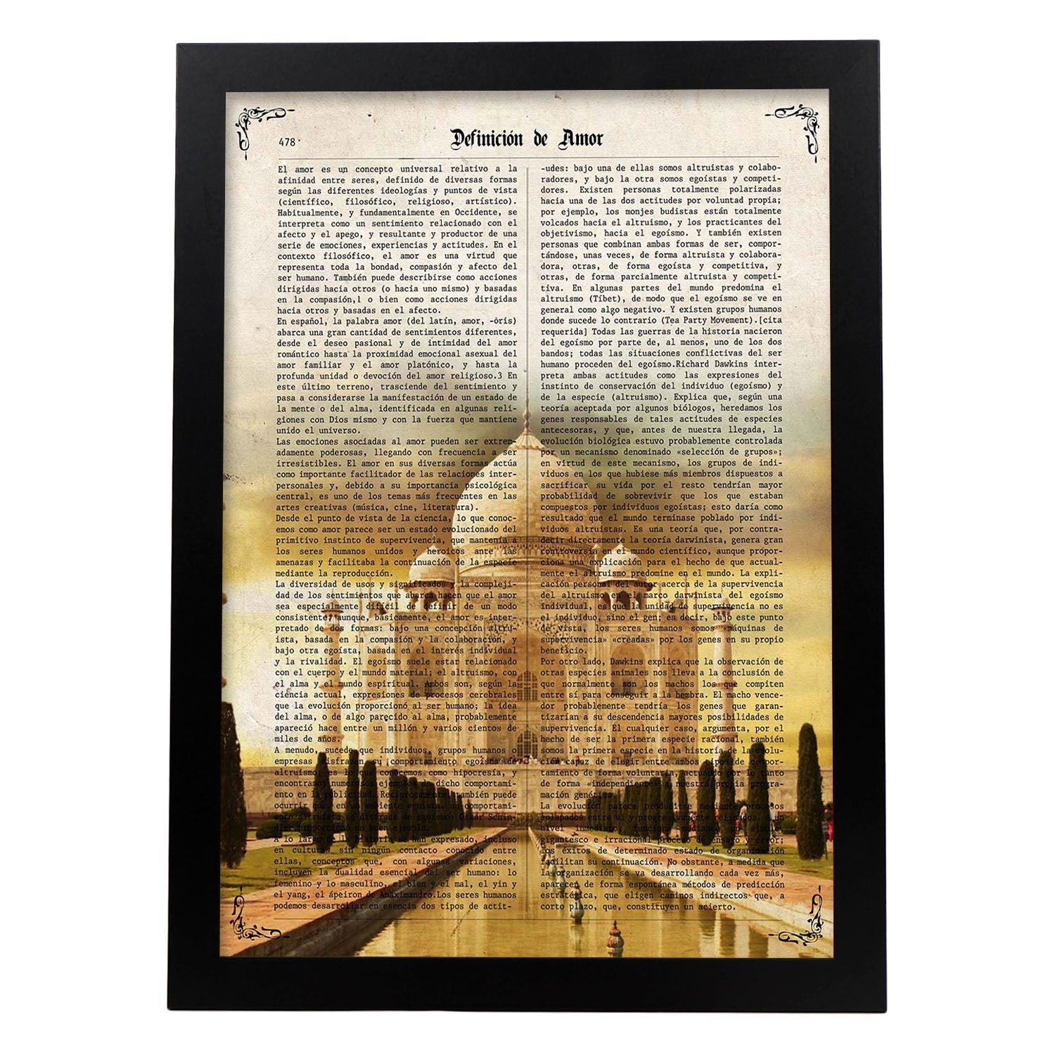 Poster de Taj Mahal (India). Láminas e ilustraciones de ciudades del mundo y monumentos famosos.-Artwork-Nacnic-A3-Marco Negro-Nacnic Estudio SL