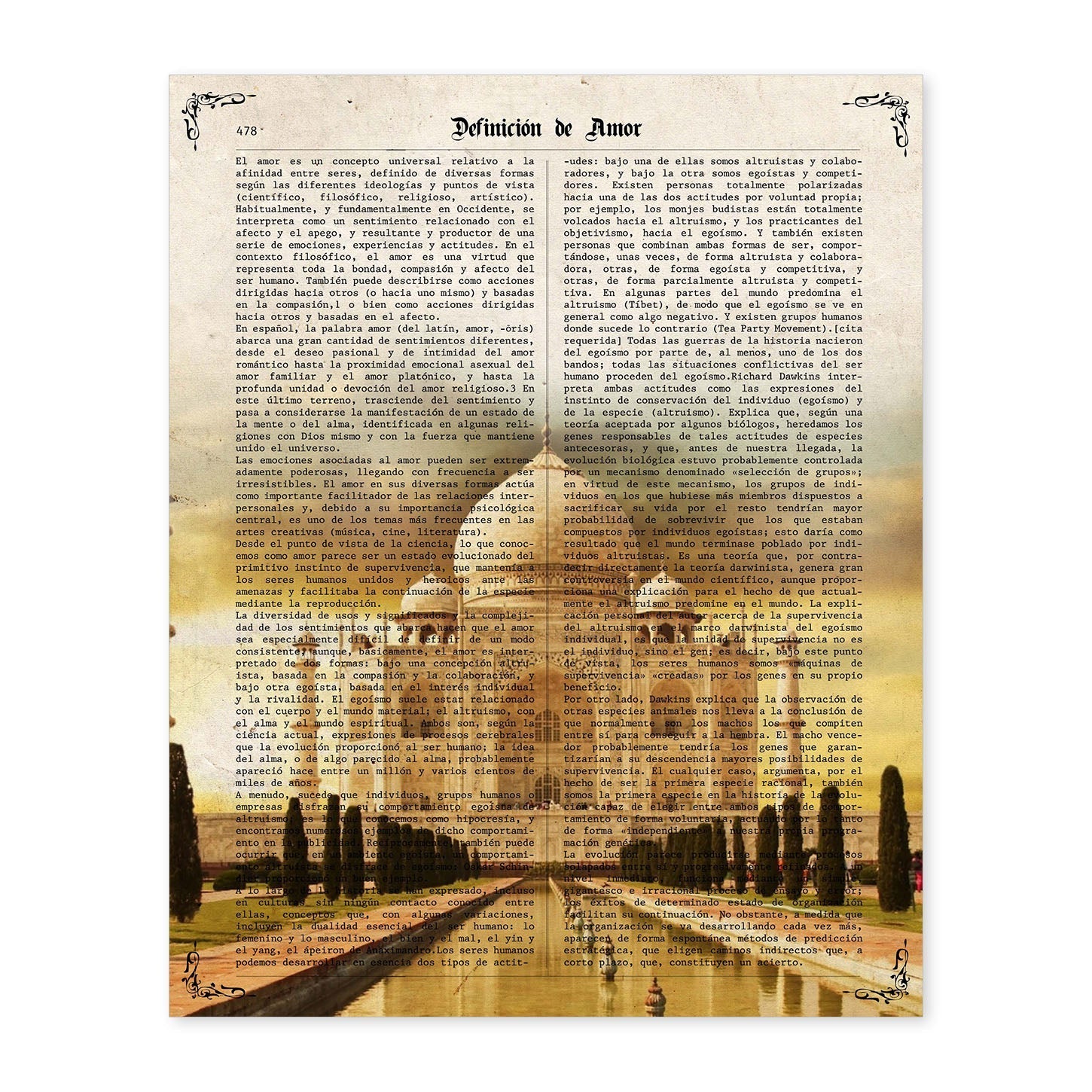 Poster de Taj Mahal (India). Láminas e ilustraciones de ciudades del mundo y monumentos famosos.-Artwork-Nacnic-A4-Sin marco-Nacnic Estudio SL