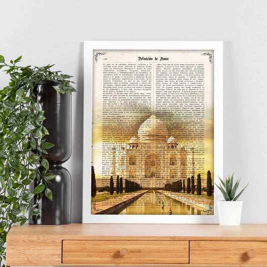 Poster de Taj Mahal (India). Láminas e ilustraciones de ciudades del mundo y monumentos famosos.-Artwork-Nacnic-Nacnic Estudio SL