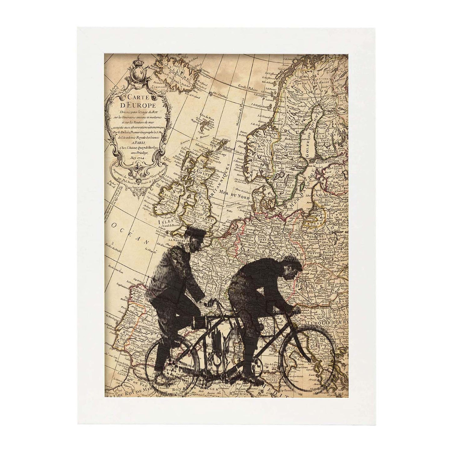 Poster de Tandem sobre Europa. Láminas de mapas del mundo. Decoración con mapas e imágenes vintage.-Artwork-Nacnic-Nacnic Estudio SL