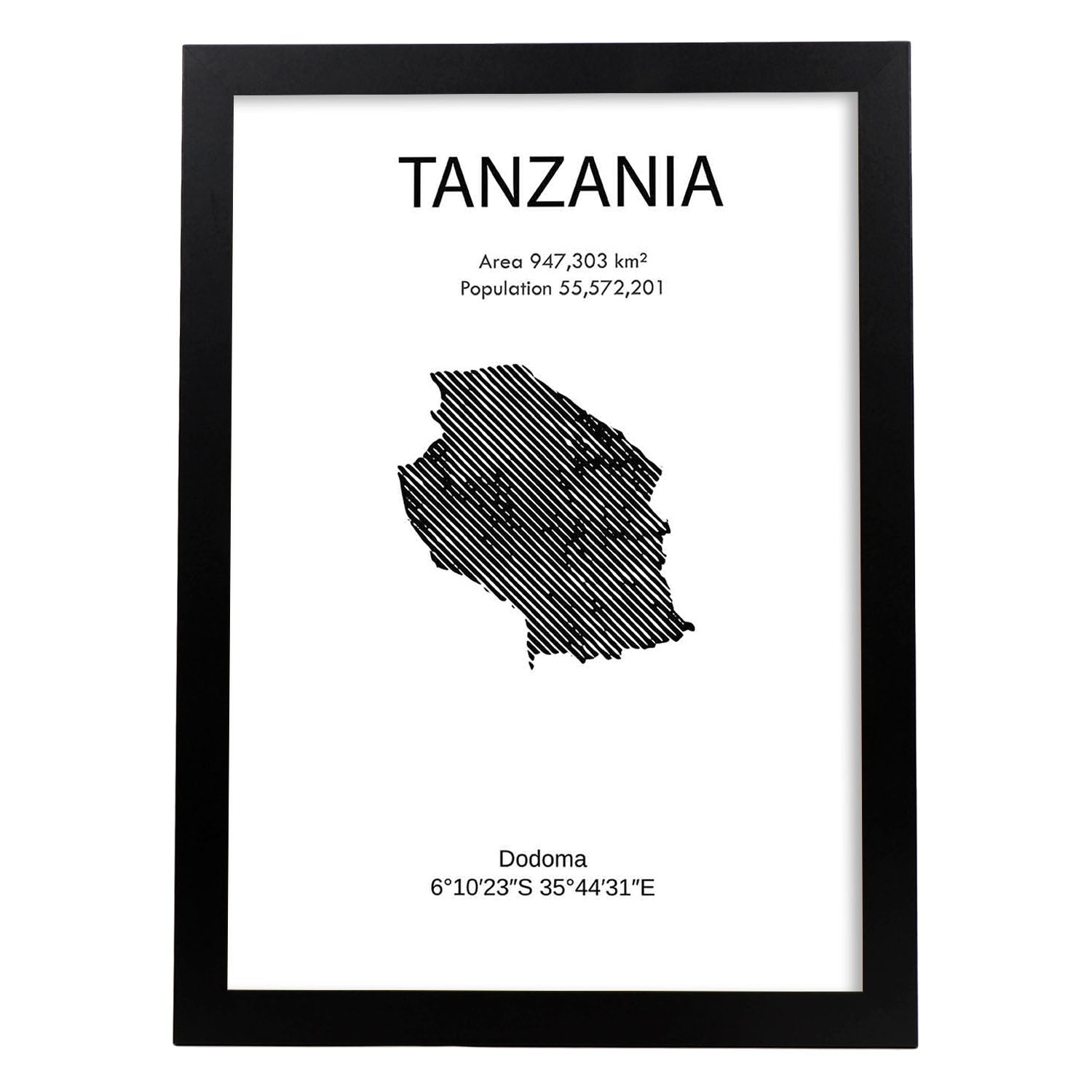 Poster de Tanzania. Láminas de paises y continentes del mundo.-Artwork-Nacnic-A3-Marco Negro-Nacnic Estudio SL
