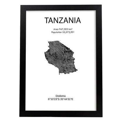 Poster de Tanzania. Láminas de paises y continentes del mundo.-Artwork-Nacnic-A4-Marco Negro-Nacnic Estudio SL