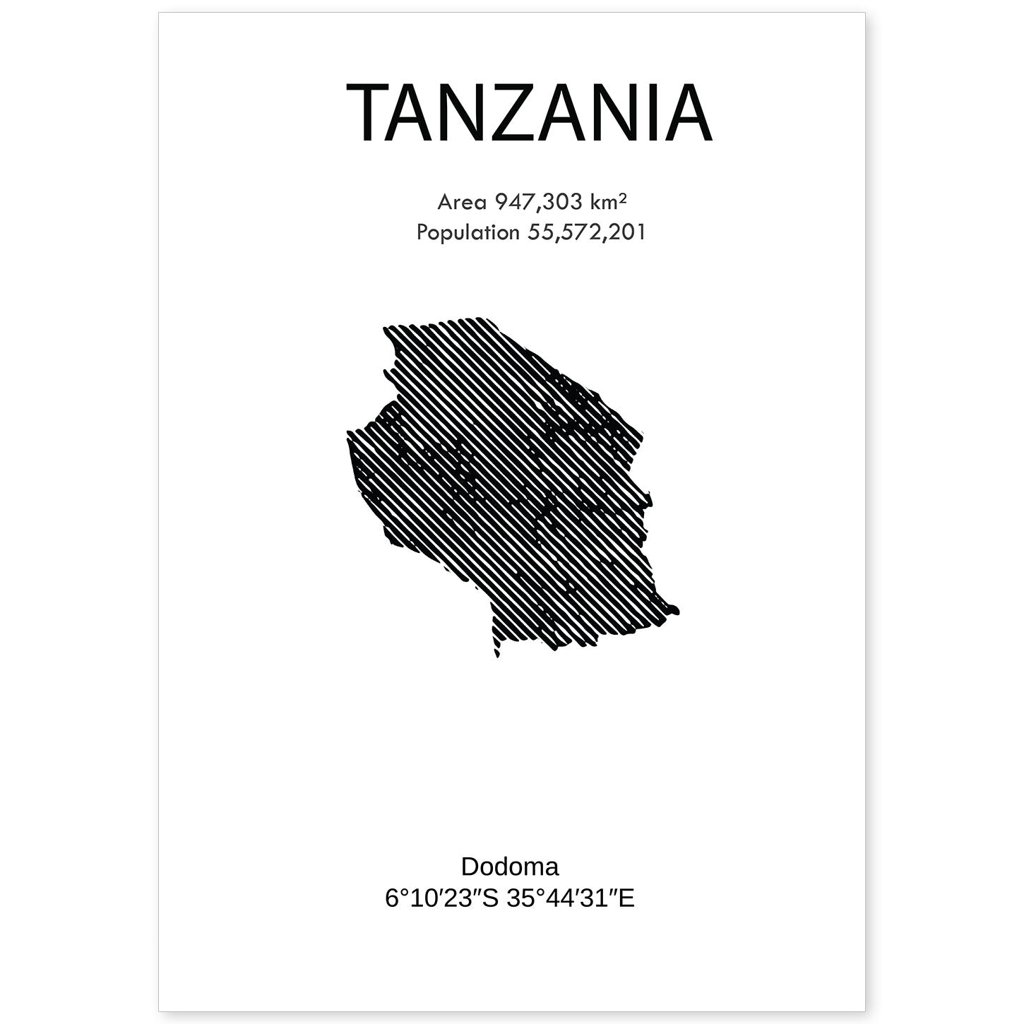 Poster de Tanzania. Láminas de paises y continentes del mundo.-Artwork-Nacnic-A4-Sin marco-Nacnic Estudio SL