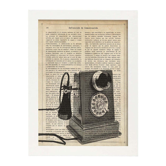 Poster de Telefono con dial.Láminas vintage para Posters con diseño vintage y definiciones.-Artwork-Nacnic-A4-Marco Blanco-Nacnic Estudio SL