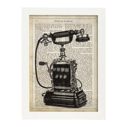 Poster de Telefono.Láminas vintage para Posters con diseño vintage y definiciones.-Artwork-Nacnic-A4-Marco Blanco-Nacnic Estudio SL