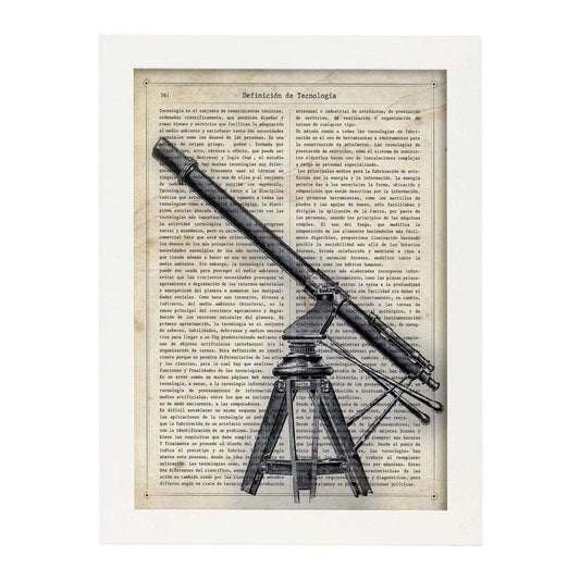 Poster de Telescopio. Láminas vintage con definiciones. Diseño de interiores.-Artwork-Nacnic-A4-Marco Blanco-Nacnic Estudio SL