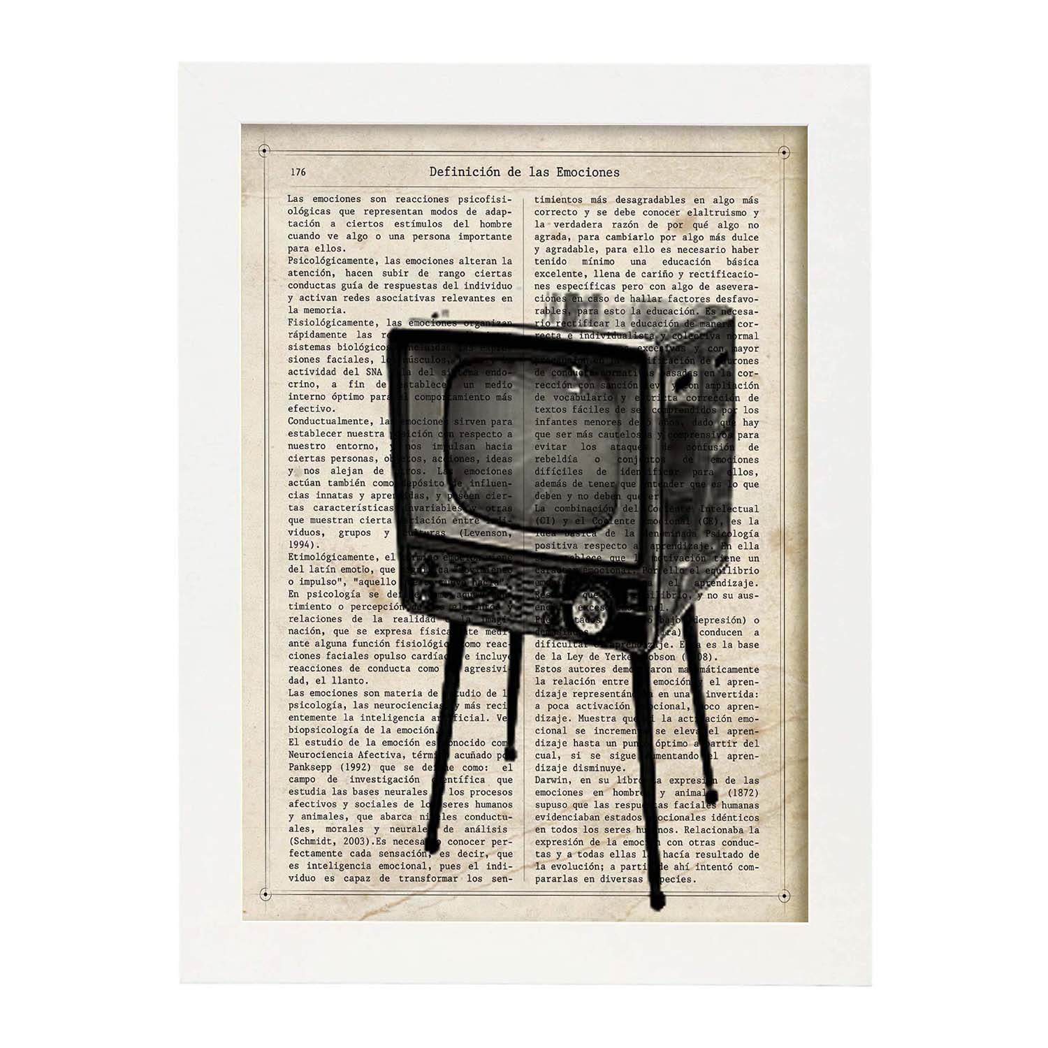 Poster de Television antigua.Láminas vintage para Posters con diseño vintage y definiciones.-Artwork-Nacnic-A3-Marco Blanco-Nacnic Estudio SL
