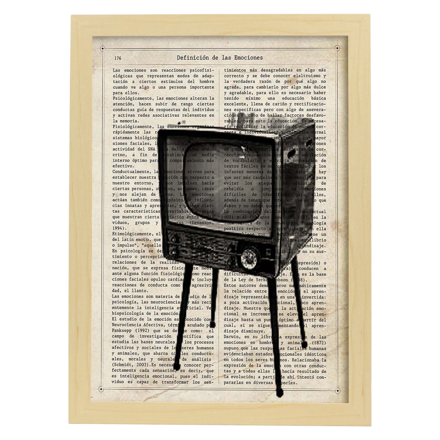 Poster de Television antigua.Láminas vintage para Posters con diseño vintage y definiciones.-Artwork-Nacnic-A3-Marco Madera clara-Nacnic Estudio SL