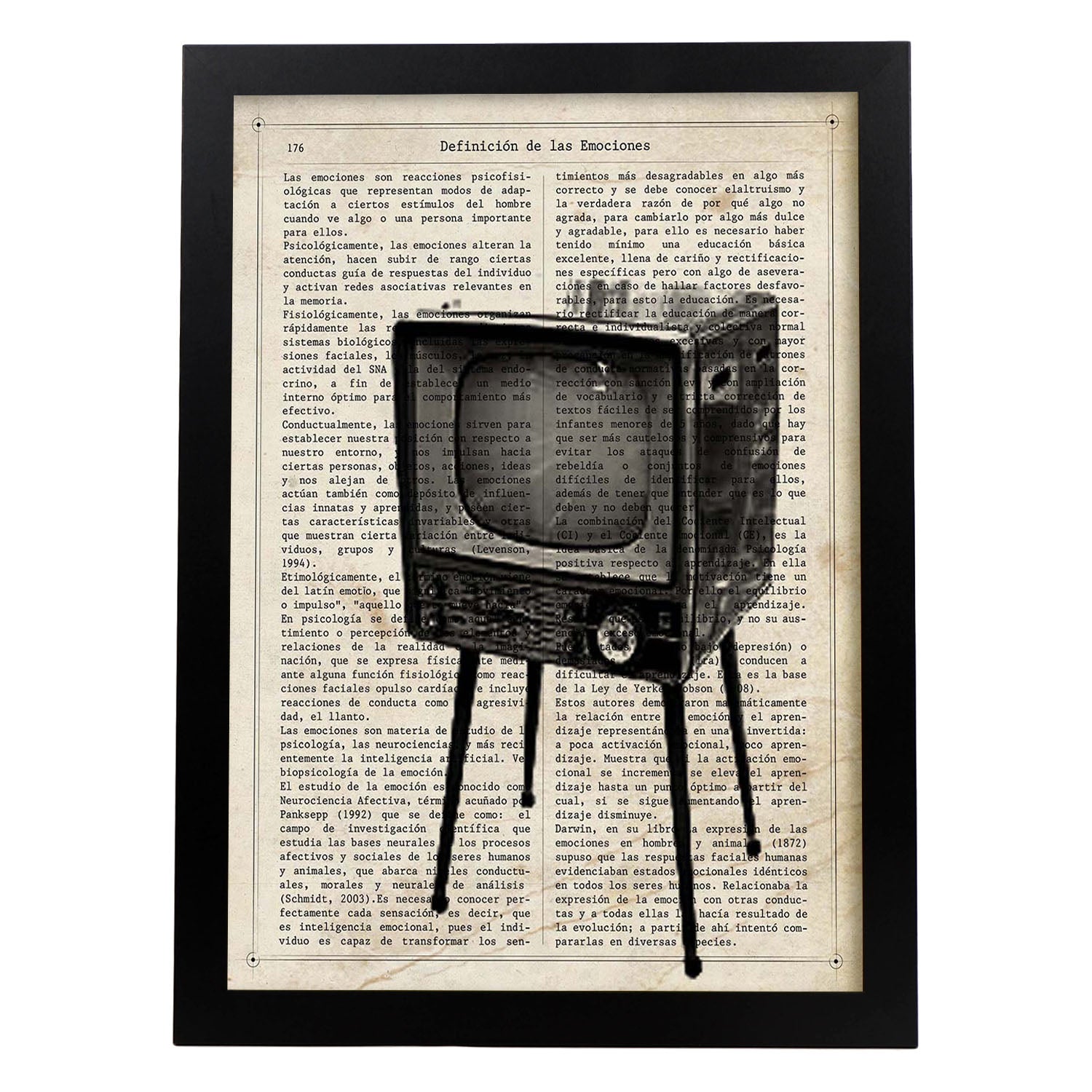 Poster de Television antigua.Láminas vintage para Posters con diseño vintage y definiciones.-Artwork-Nacnic-A3-Marco Negro-Nacnic Estudio SL