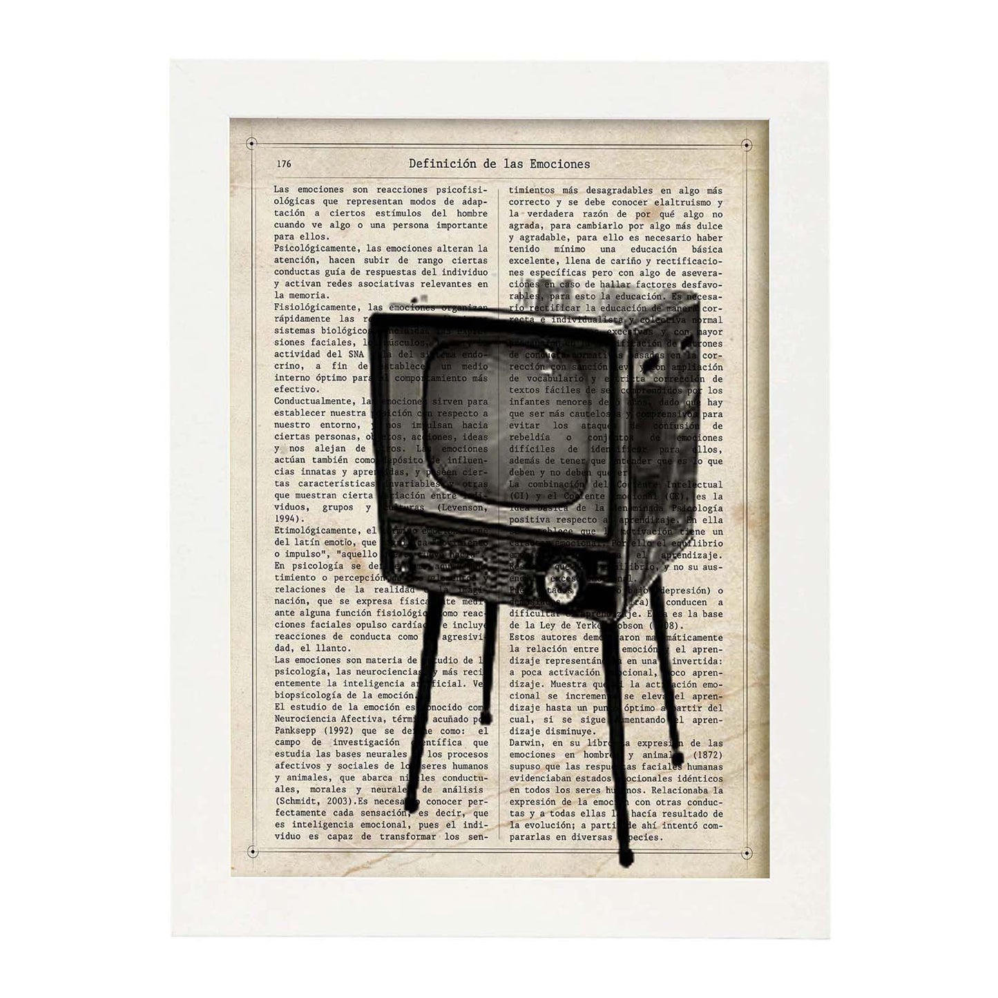 Poster de Television antigua.Láminas vintage para Posters con diseño vintage y definiciones.-Artwork-Nacnic-A4-Marco Blanco-Nacnic Estudio SL