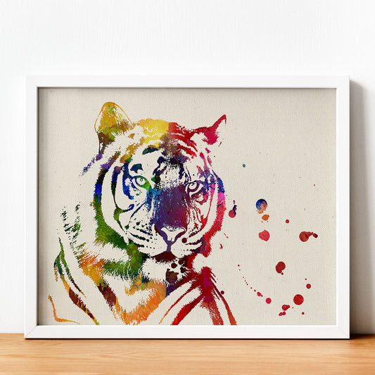 Poster de Tigre con diseño acuarela. Mix de láminas con estilo acuarela-Artwork-Nacnic-Nacnic Estudio SL