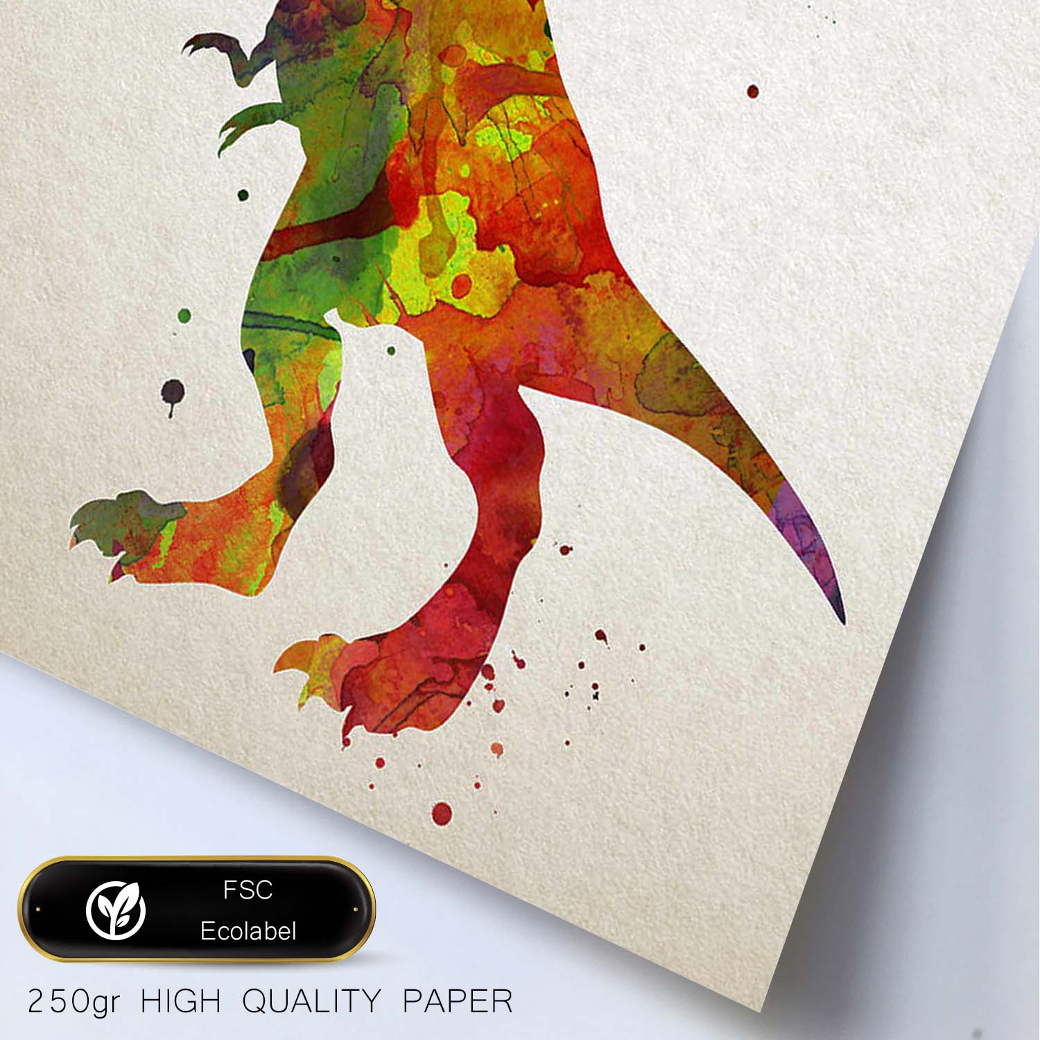 Poster de Tiranosaurio estilo acuarela. Láminas de animales con estilo acuarela-Artwork-Nacnic-Nacnic Estudio SL