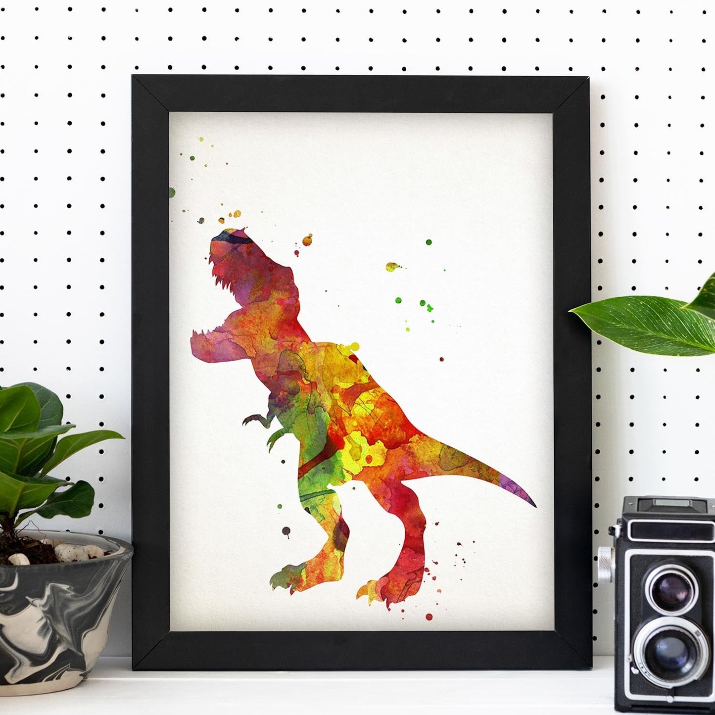 Poster de Tiranosaurio estilo acuarela. Láminas de animales con estilo acuarela-Artwork-Nacnic-Nacnic Estudio SL