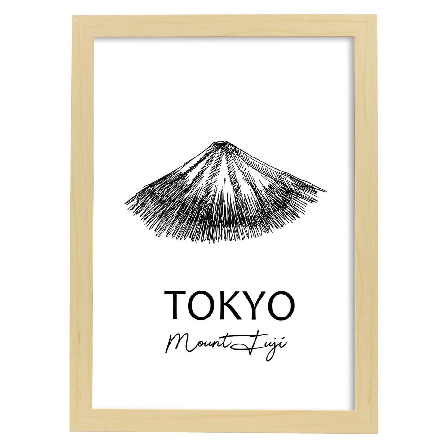 Poster de Tokyo - Monte Fuji. Láminas con monumentos de ciudades.-Artwork-Nacnic-A4-Marco Madera clara-Nacnic Estudio SL