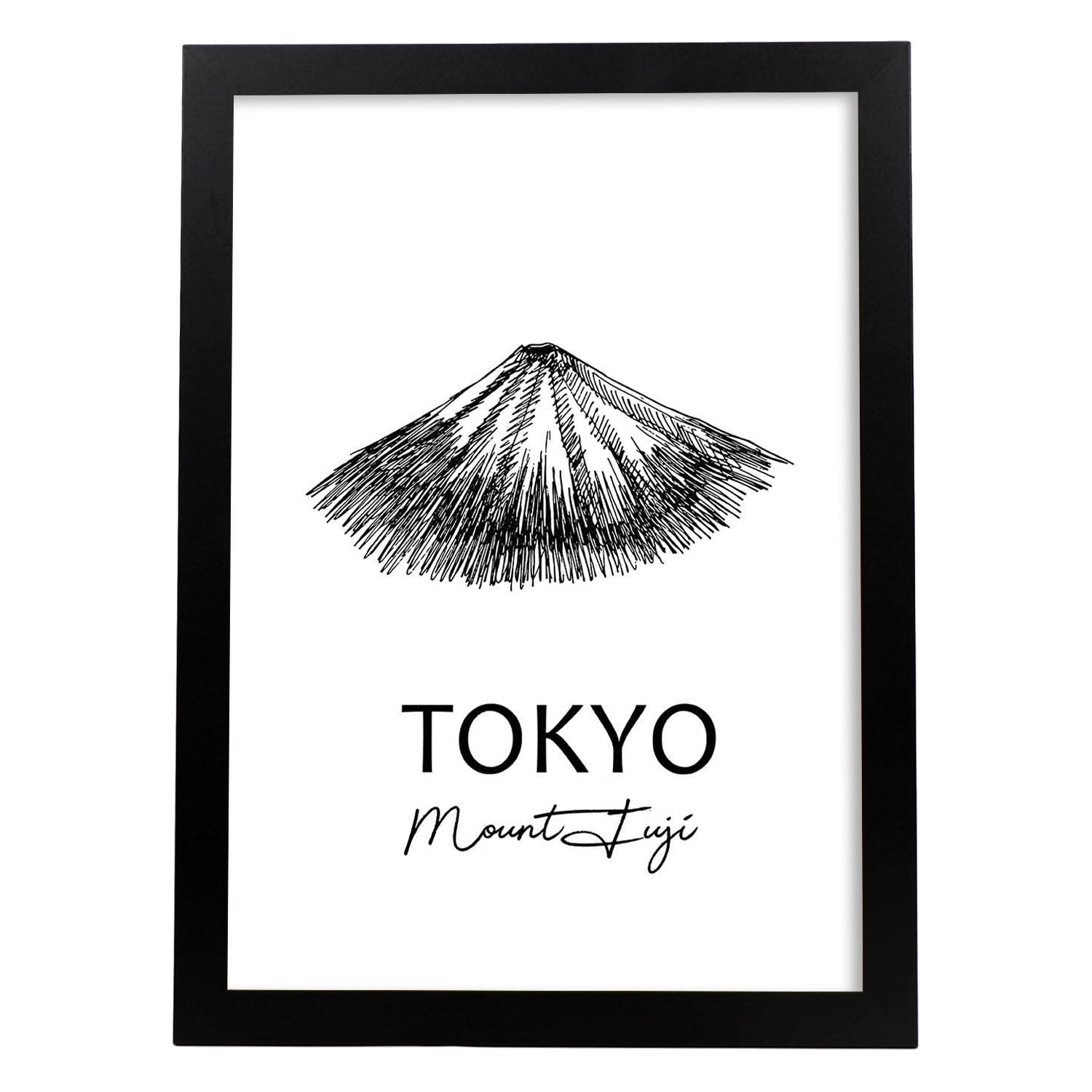 Poster de Tokyo - Monte Fuji. Láminas con monumentos de ciudades.-Artwork-Nacnic-A4-Marco Negro-Nacnic Estudio SL