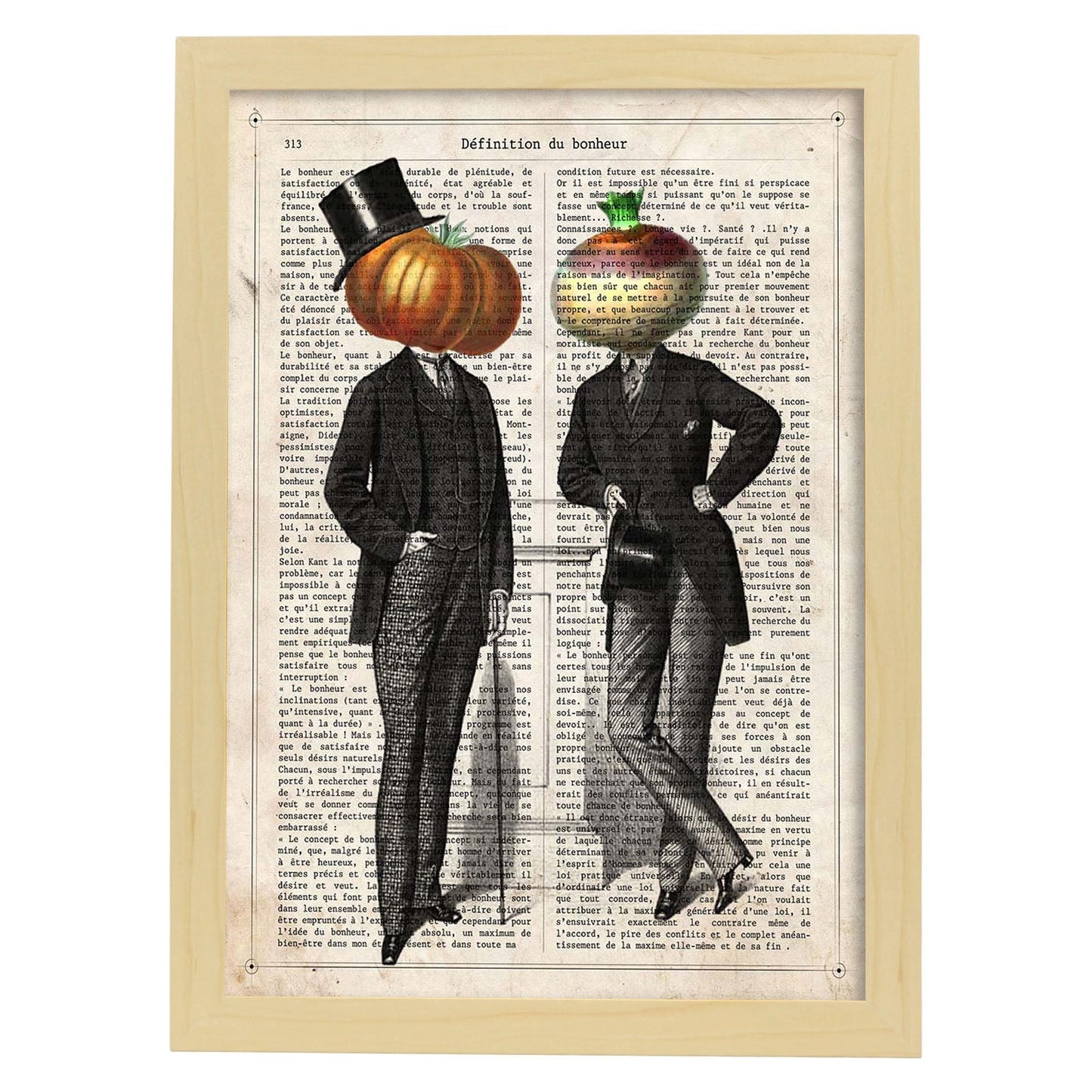 Poster de Tomate y Nabo. Láminas de frutas y verduras con definiciones. Ilustraciones de alimentacion vegetariana.-Artwork-Nacnic-A3-Marco Madera clara-Nacnic Estudio SL