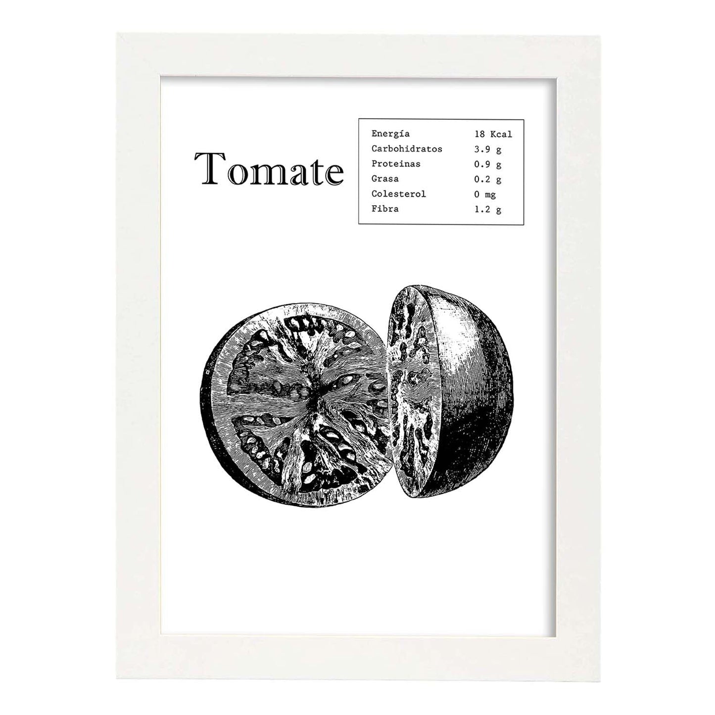 Poster de Tomate. Láminas de frutas y verduras.-Artwork-Nacnic-A3-Marco Blanco-Nacnic Estudio SL