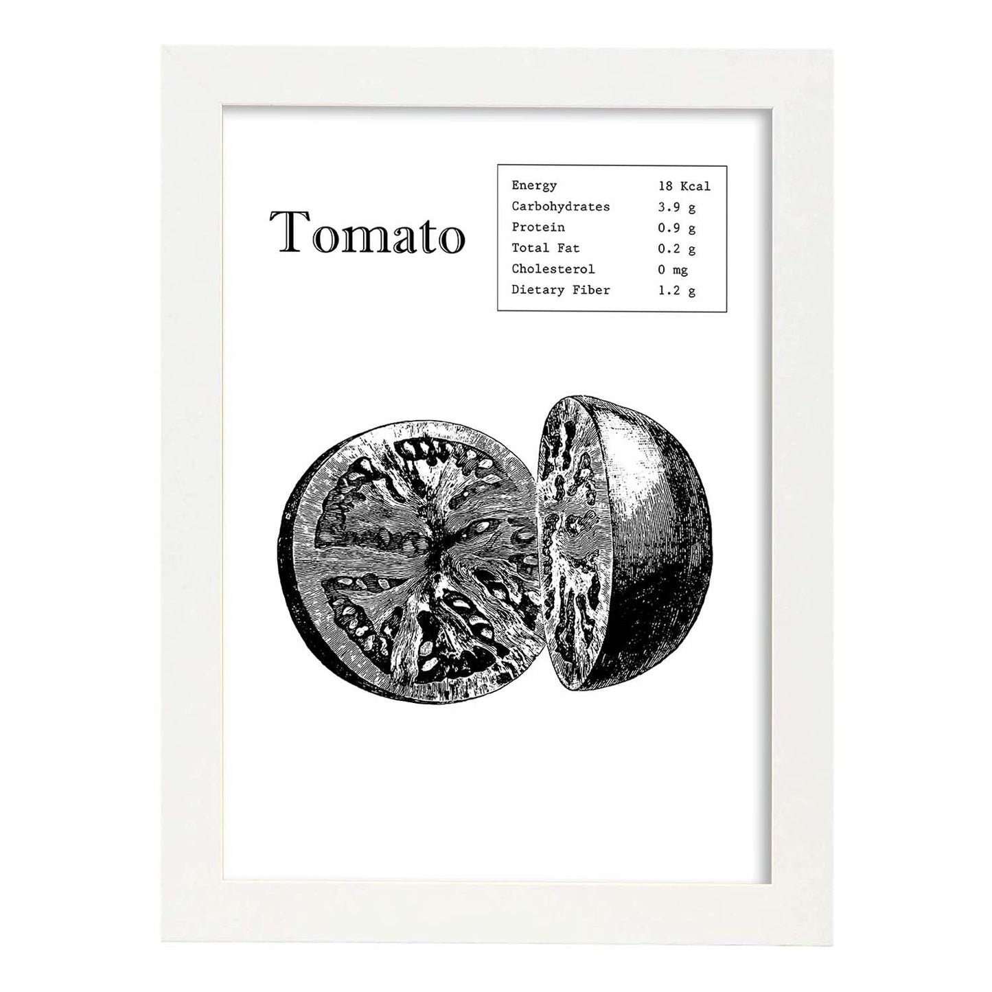 Poster de Tomato. Láminas de frutas y verduras en inglés.-Artwork-Nacnic-A3-Marco Blanco-Nacnic Estudio SL