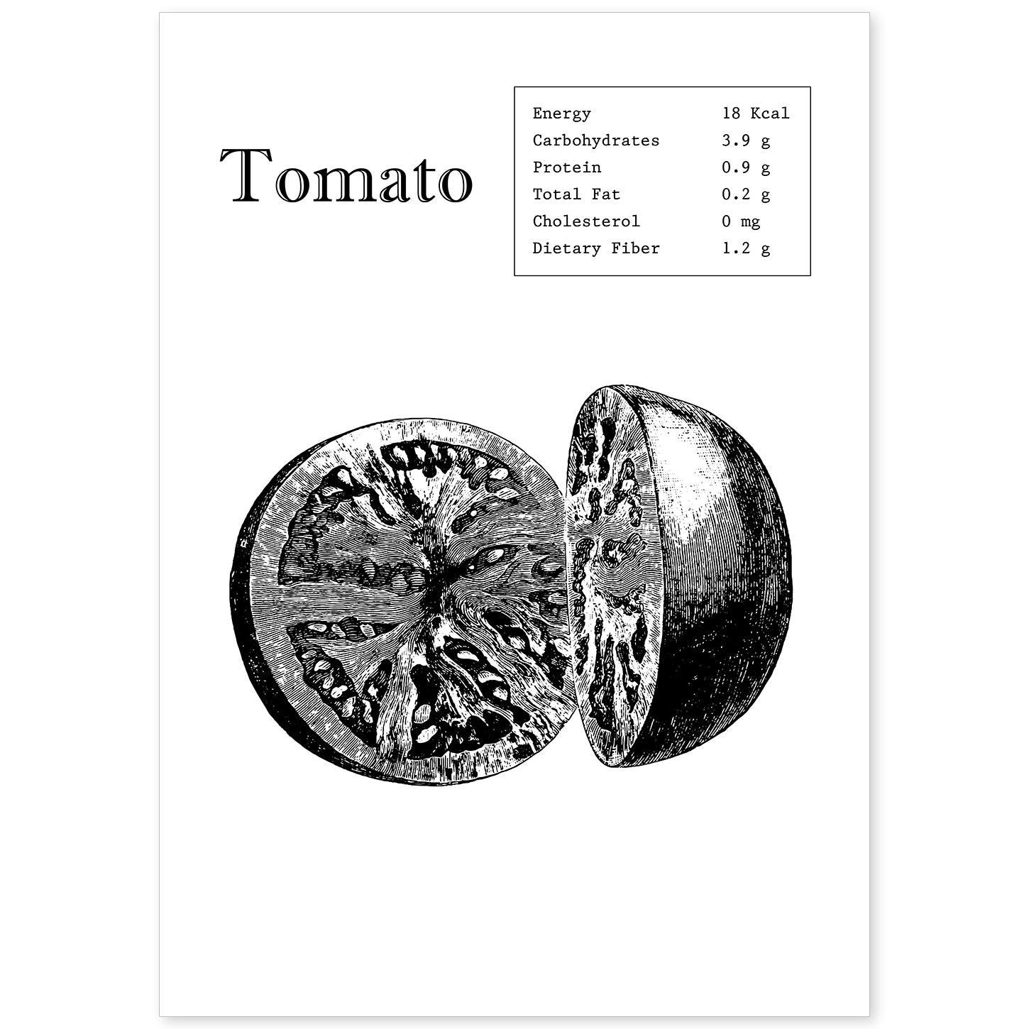 Poster de Tomato. Láminas de frutas y verduras en inglés.-Artwork-Nacnic-A4-Sin marco-Nacnic Estudio SL