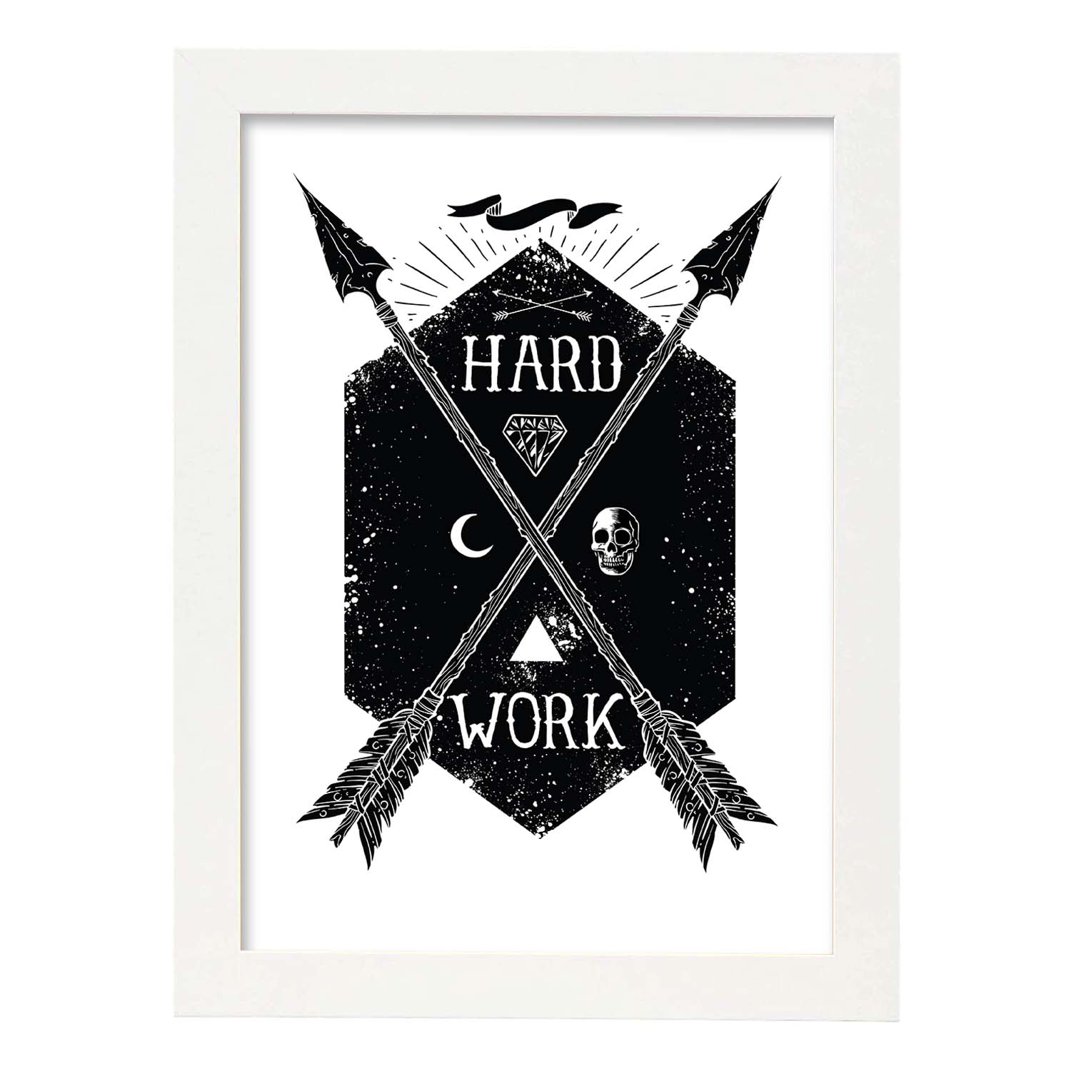 Poster de Trabajo duro. Lámina decorativa de diseño.-Artwork-Nacnic-A4-Marco Blanco-Nacnic Estudio SL