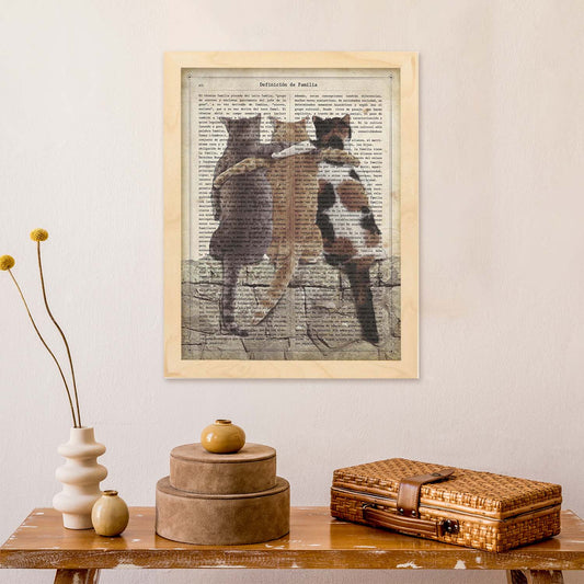 Poster de Tres amigos gatos. Láminas de animales con definiciones. Ilustraciones de animales con textos.-Artwork-Nacnic-Nacnic Estudio SL