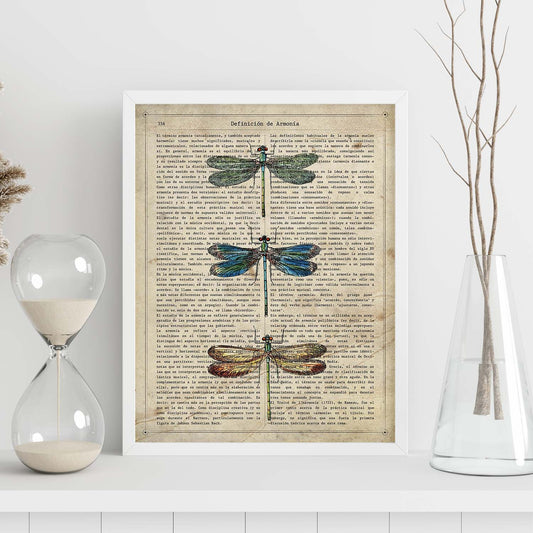 Poster de Tres libÃ©lulas. Láminas de mariposas. Decoración de mariposas y polillas.-Artwork-Nacnic-Nacnic Estudio SL