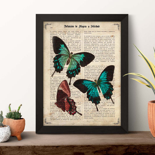 Poster de Tres mariposas. Láminas de mariposas. Decoración de mariposas y polillas.-Artwork-Nacnic-Nacnic Estudio SL