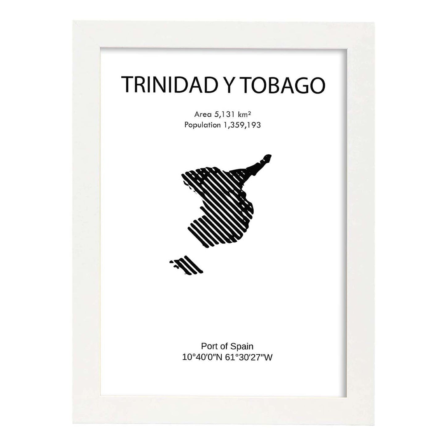 Poster de Trinidad y Tobago. Láminas de paises y continentes del mundo.-Artwork-Nacnic-A3-Marco Blanco-Nacnic Estudio SL