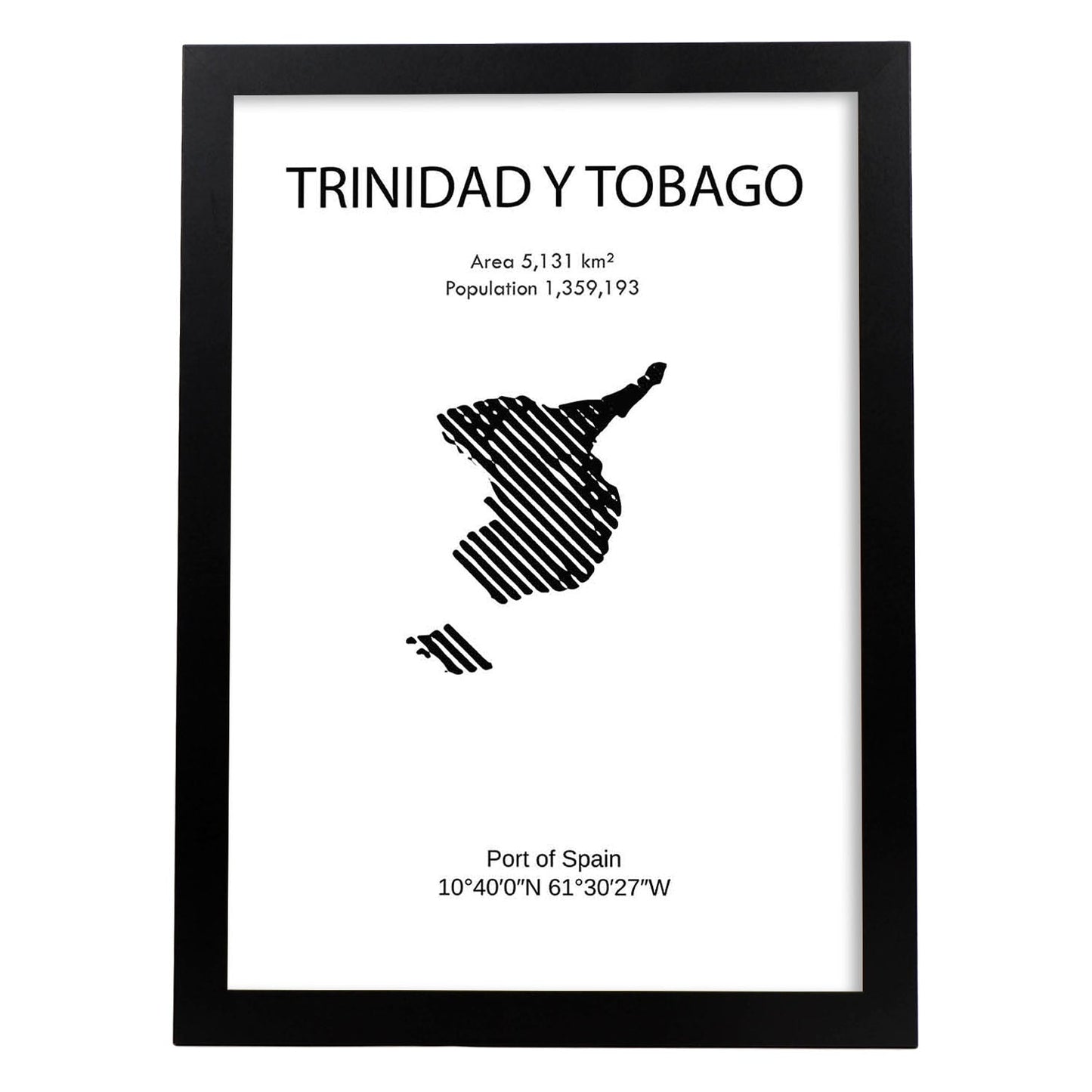 Poster de Trinidad y Tobago. Láminas de paises y continentes del mundo.-Artwork-Nacnic-A3-Marco Negro-Nacnic Estudio SL