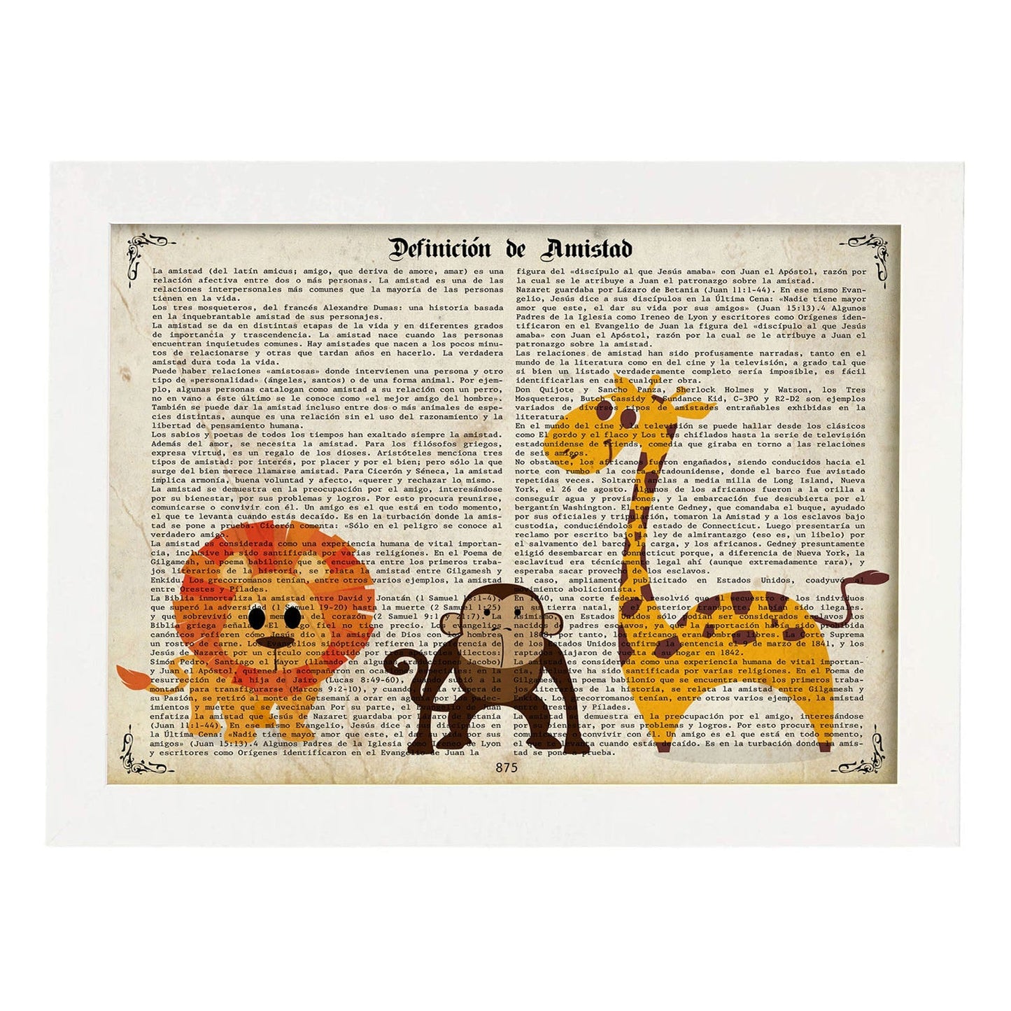 Poster de Trio de animales. Láminas coloridas con definiciones. Ilustraciones llenas de color para-Artwork-Nacnic-A3-Marco Blanco-Nacnic Estudio SL