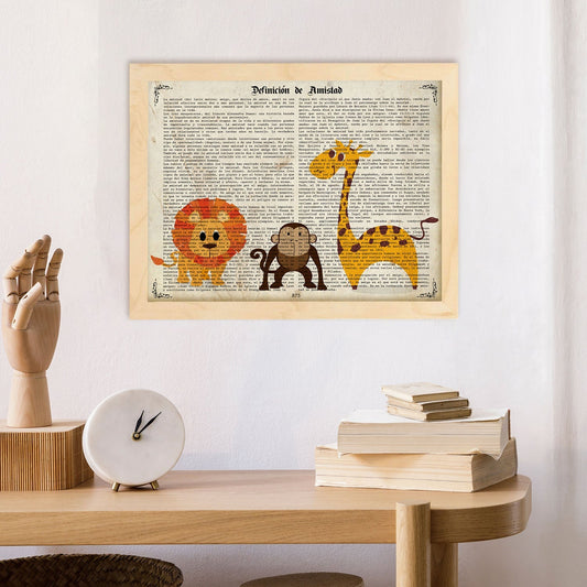 Poster de Trio de animales. Láminas coloridas con definiciones. Ilustraciones llenas de color para-Artwork-Nacnic-Nacnic Estudio SL
