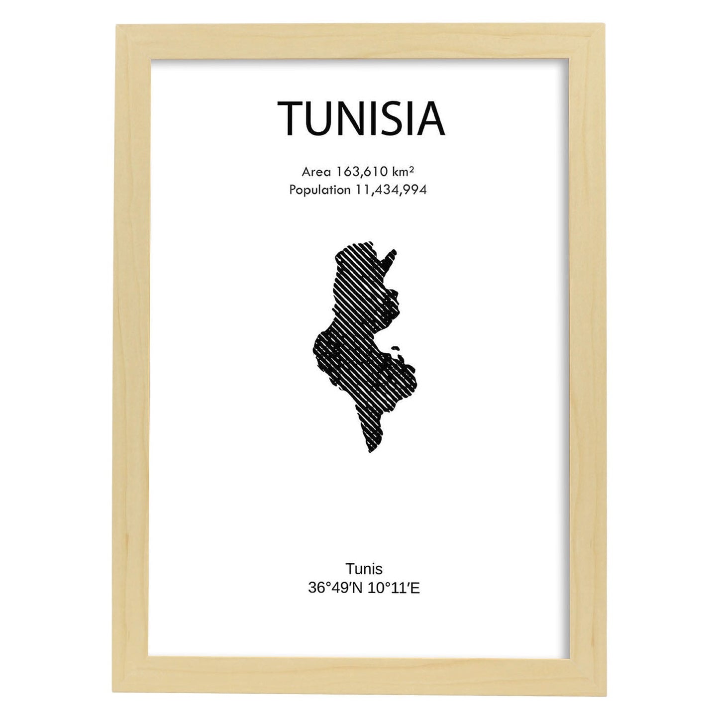 Poster de Tunez. Láminas de paises y continentes del mundo.-Artwork-Nacnic-A3-Marco Madera clara-Nacnic Estudio SL