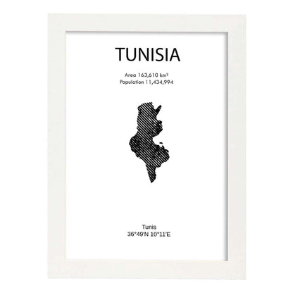Poster de Tunez. Láminas de paises y continentes del mundo.-Artwork-Nacnic-A4-Marco Blanco-Nacnic Estudio SL