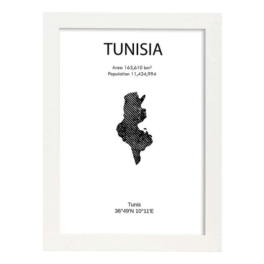 Poster de Tunez. Láminas de paises y continentes del mundo.-Artwork-Nacnic-A4-Marco Blanco-Nacnic Estudio SL