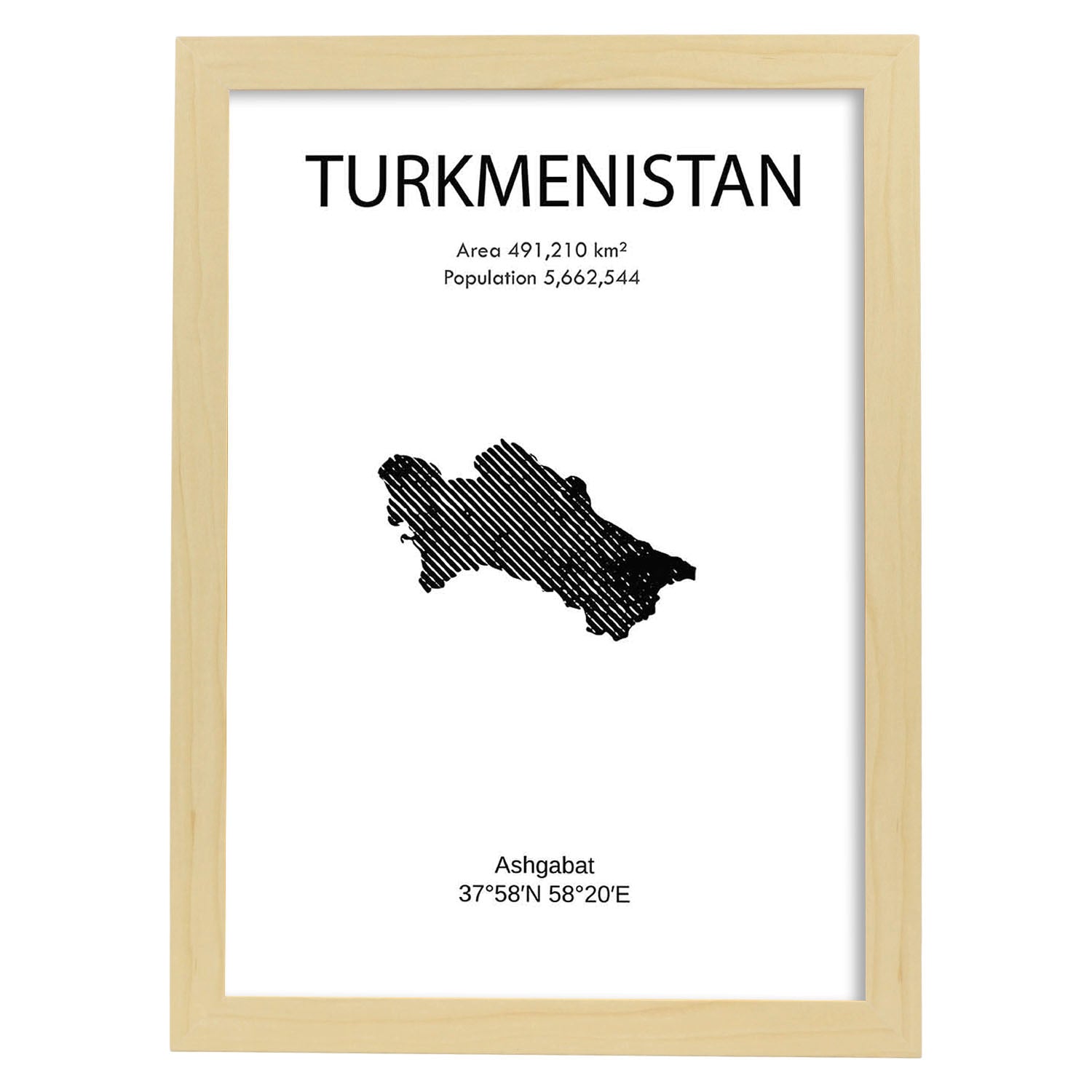 Poster de Turkmenistan. Láminas de paises y continentes del mundo.-Artwork-Nacnic-A3-Marco Madera clara-Nacnic Estudio SL