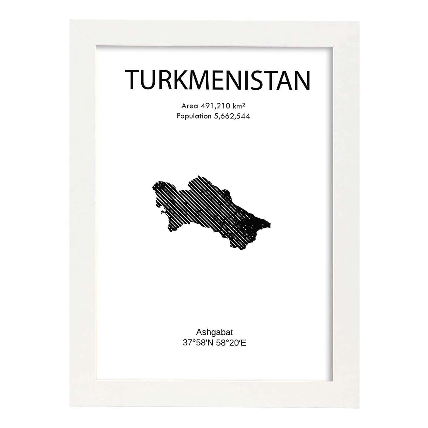 Poster de Turkmenistan. Láminas de paises y continentes del mundo.-Artwork-Nacnic-A4-Marco Blanco-Nacnic Estudio SL