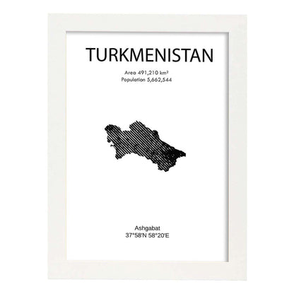 Poster de Turkmenistan. Láminas de paises y continentes del mundo.-Artwork-Nacnic-A4-Marco Blanco-Nacnic Estudio SL