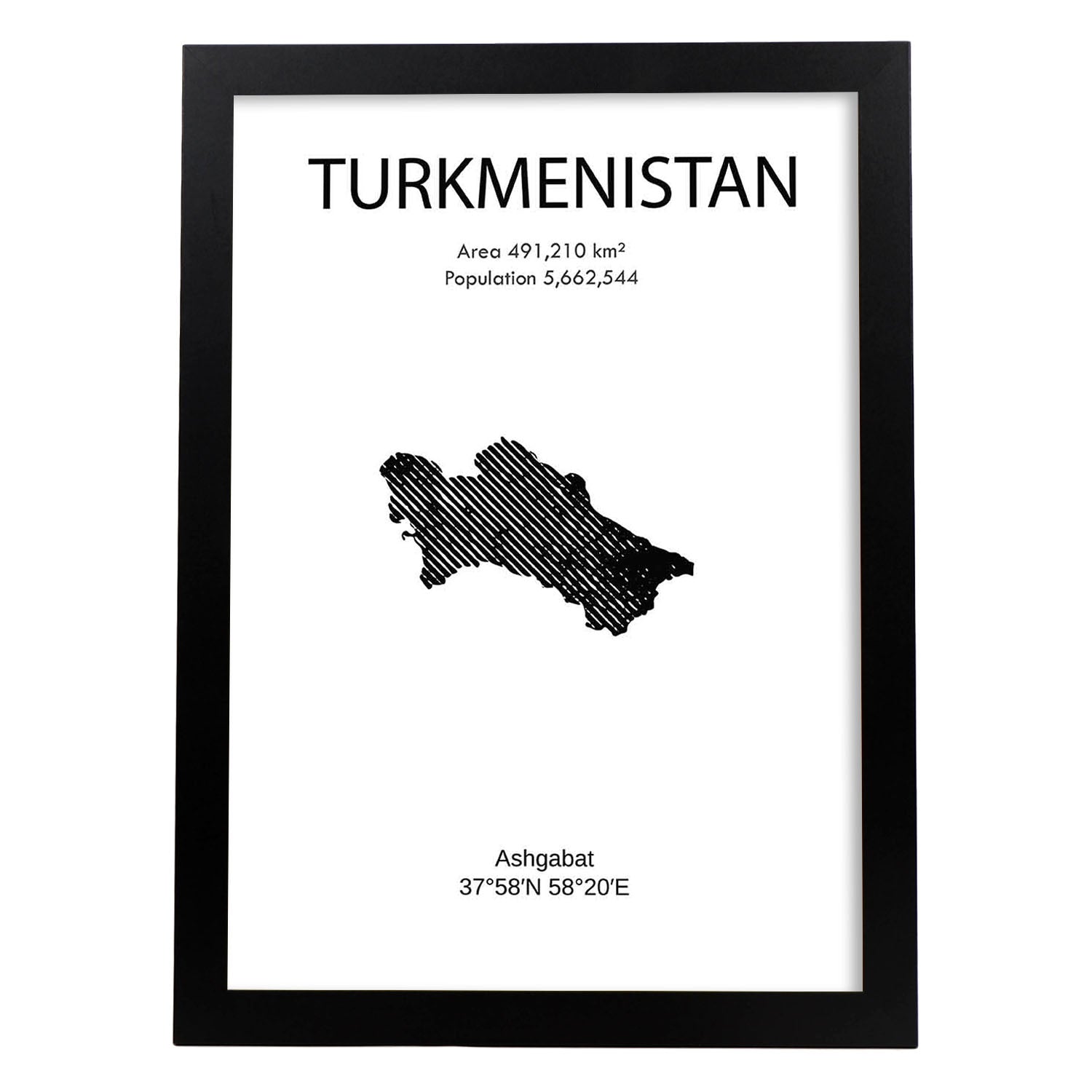 Poster de Turkmenistan. Láminas de paises y continentes del mundo.-Artwork-Nacnic-A4-Marco Negro-Nacnic Estudio SL