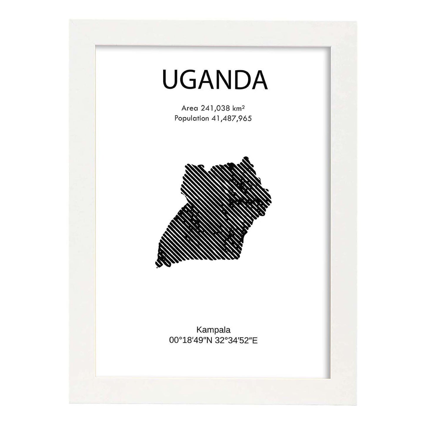 Poster de Uganda. Láminas de paises y continentes del mundo.-Artwork-Nacnic-A3-Marco Blanco-Nacnic Estudio SL