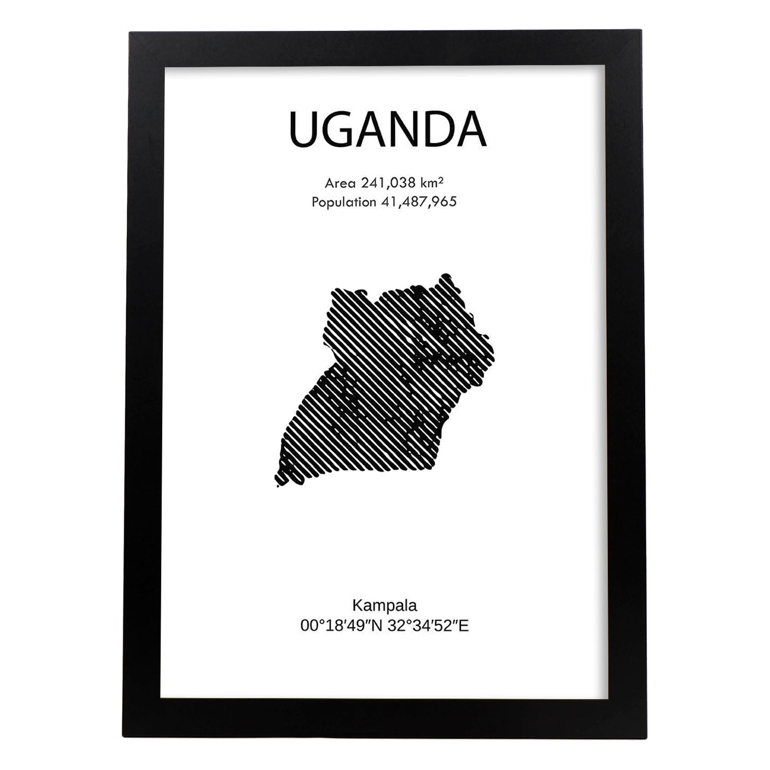 Poster de Uganda. Láminas de paises y continentes del mundo.-Artwork-Nacnic-A3-Marco Negro-Nacnic Estudio SL