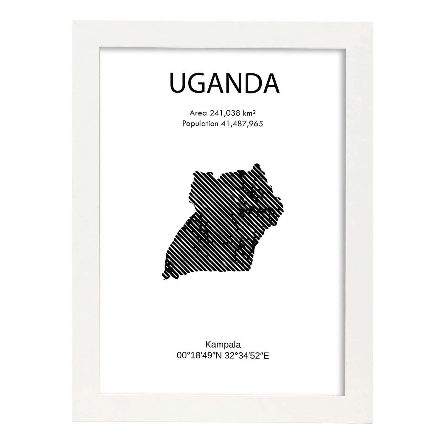 Poster de Uganda. Láminas de paises y continentes del mundo.-Artwork-Nacnic-A4-Marco Blanco-Nacnic Estudio SL