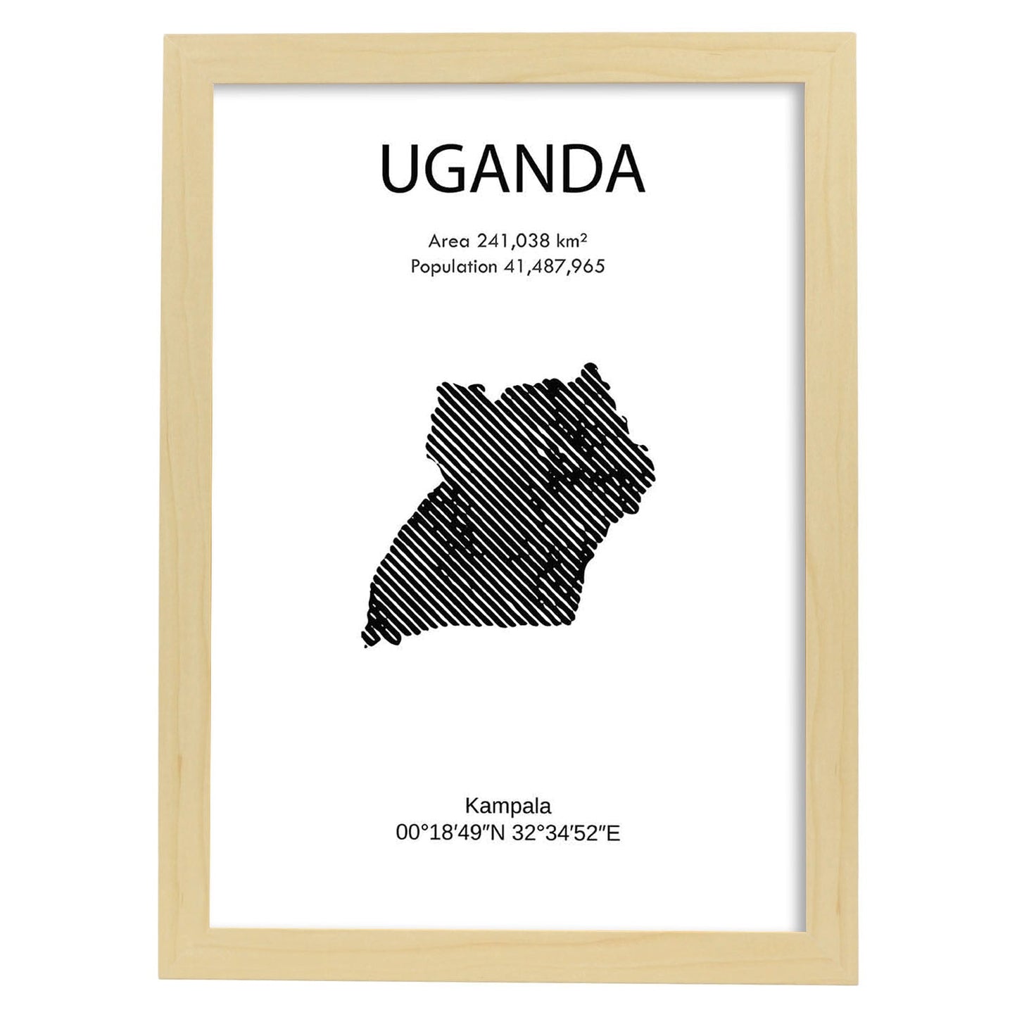Poster de Uganda. Láminas de paises y continentes del mundo.-Artwork-Nacnic-A4-Marco Madera clara-Nacnic Estudio SL